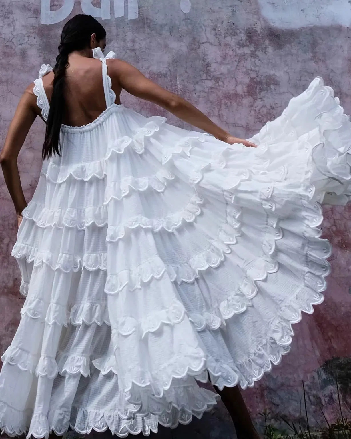 Loose Maxi Dress with Ruffle Detail for Vacation