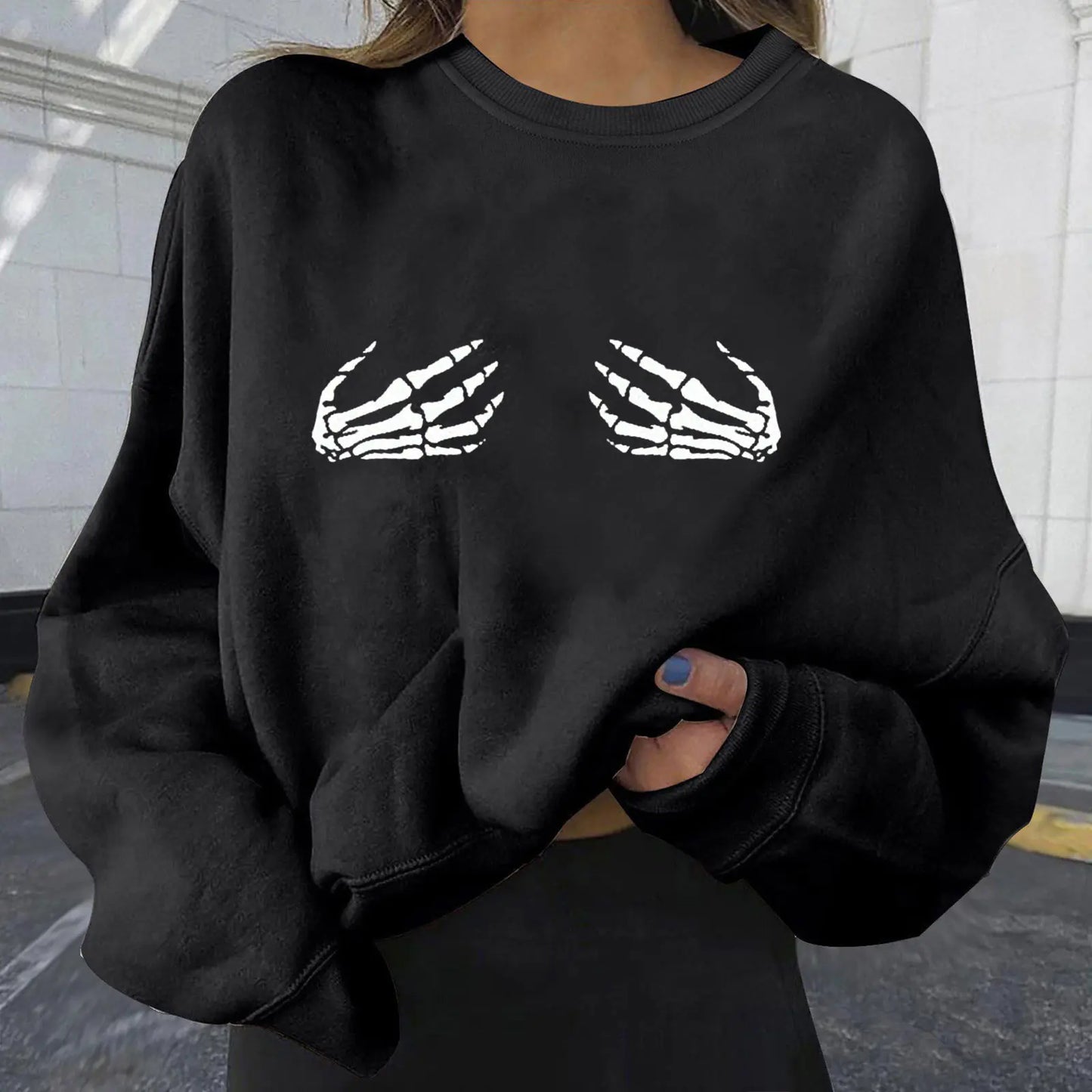 Wicked Cool Oversize Print Sweatshirt for Women