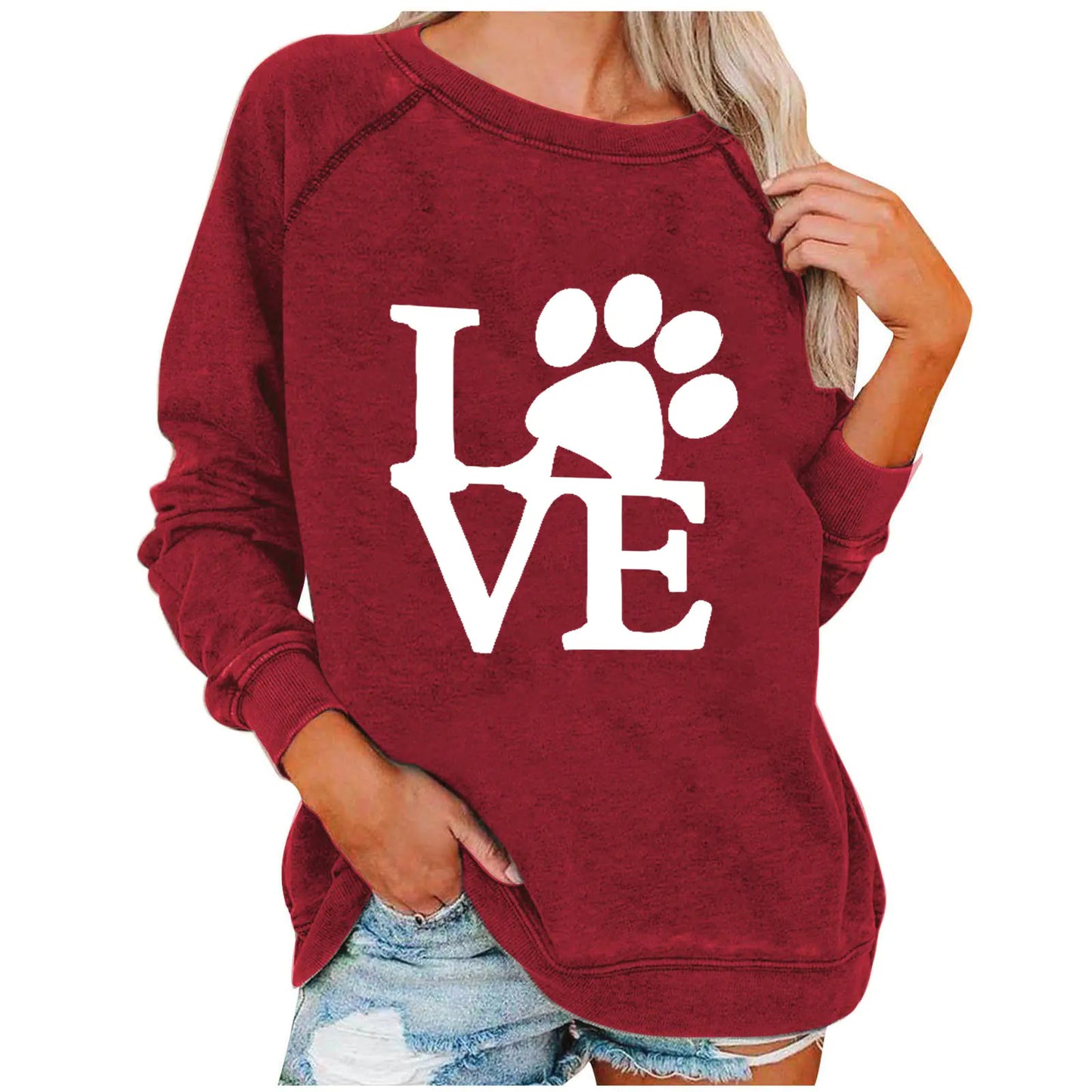 Ladies' Love-Print Spring Sweatshirt