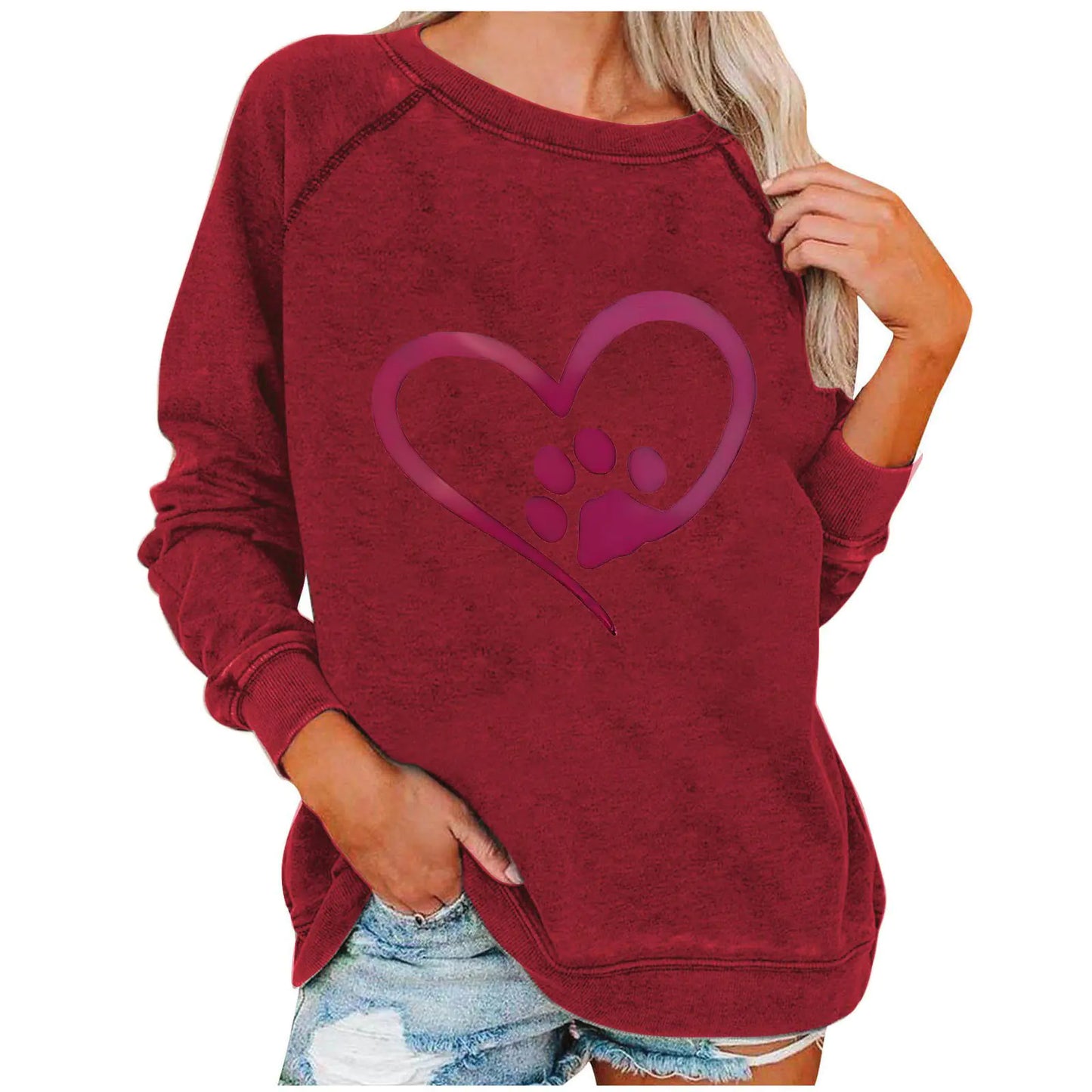 Ladies' Love-Print Spring Sweatshirt