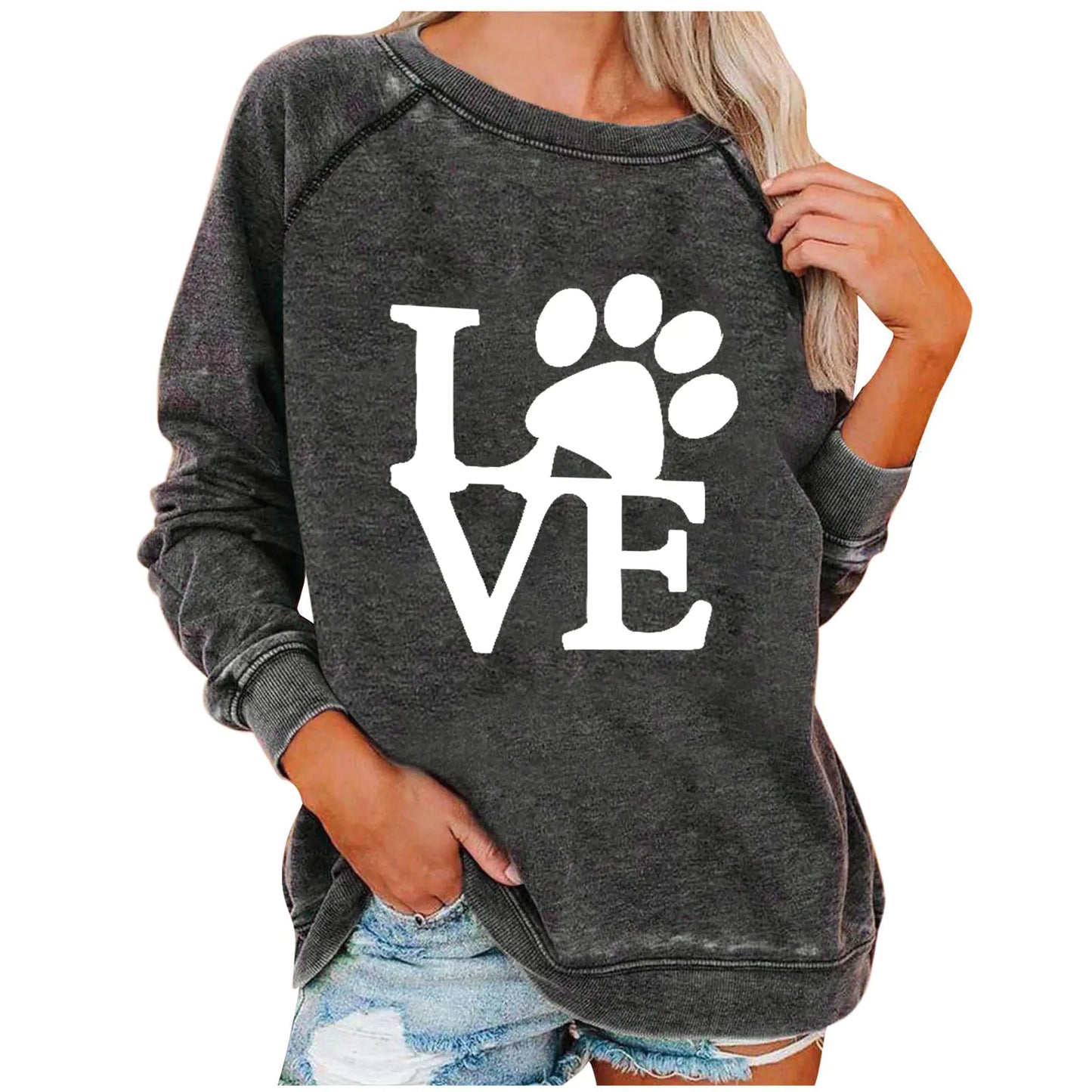 Ladies' Love-Print Spring Sweatshirt