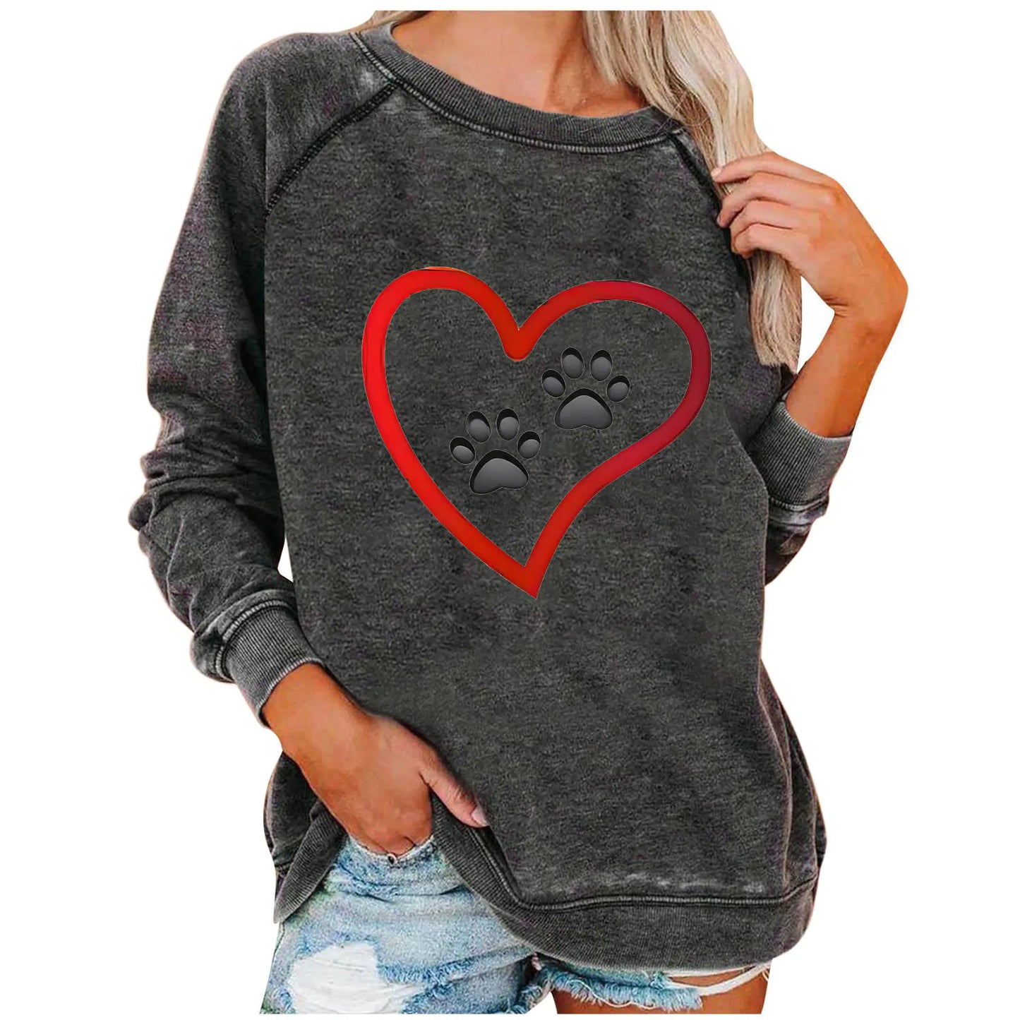 Ladies' Love-Print Spring Sweatshirt