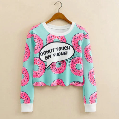 Chic Women's Long-Sleeve Cat Print Sweatshirt