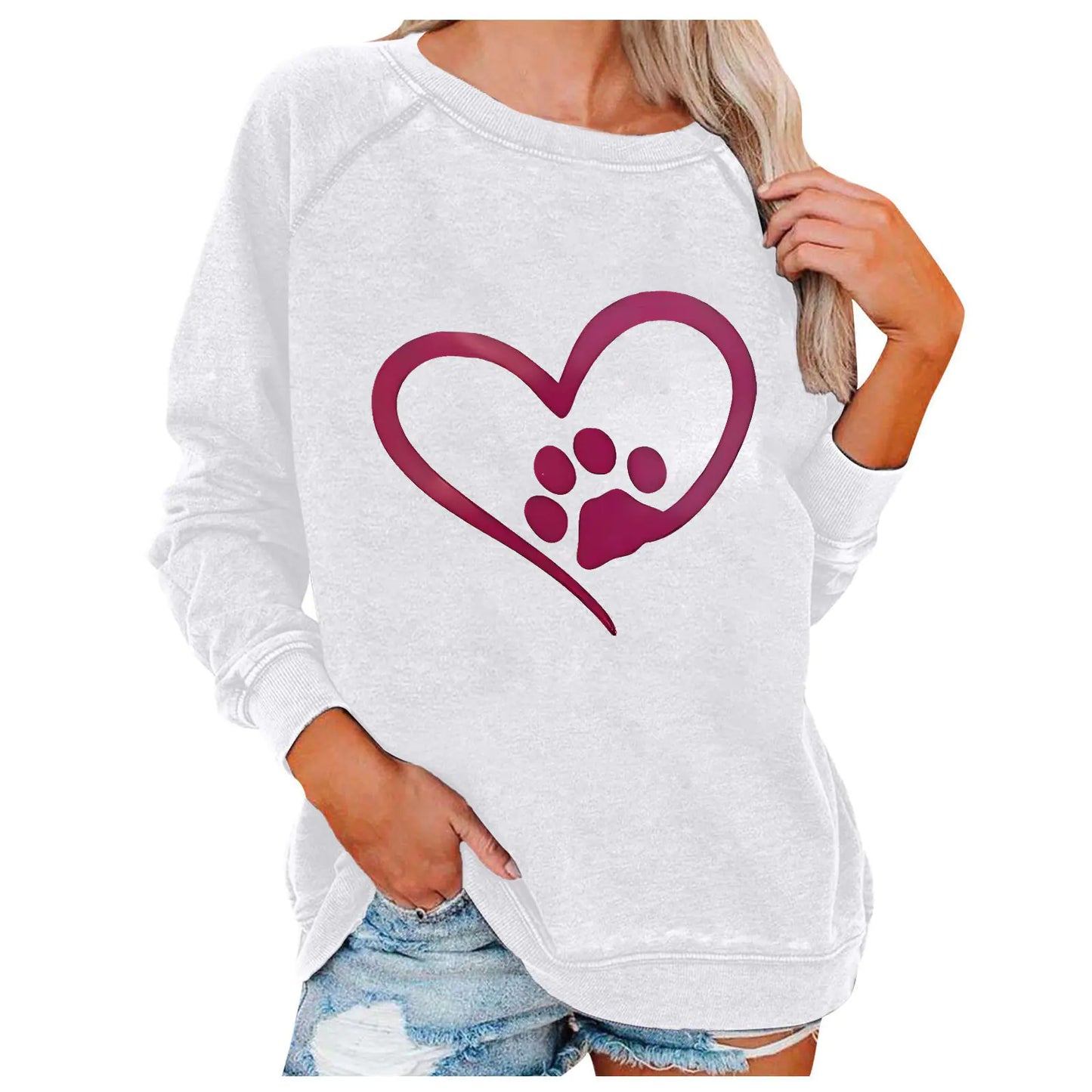 Ladies' Love-Print Spring Sweatshirt