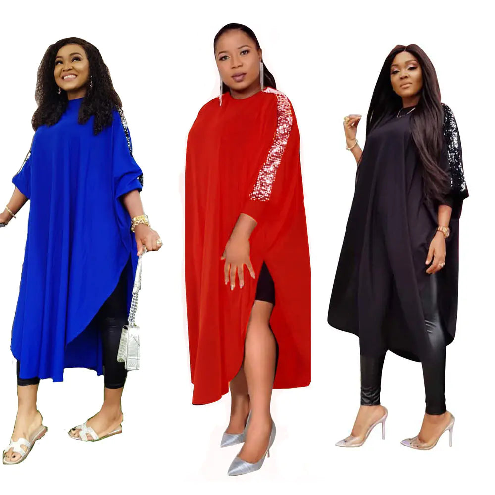 Sequin Patchwork Plus Size Dress for Moms
