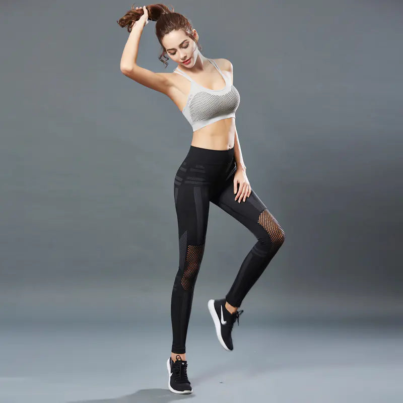 -Block Mesh Sport Yoga Pants for Women