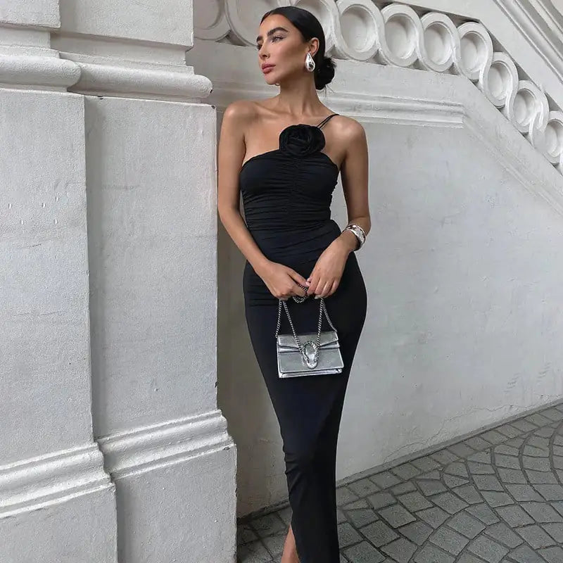 Women's Floral Pleated Waist Sling Dress