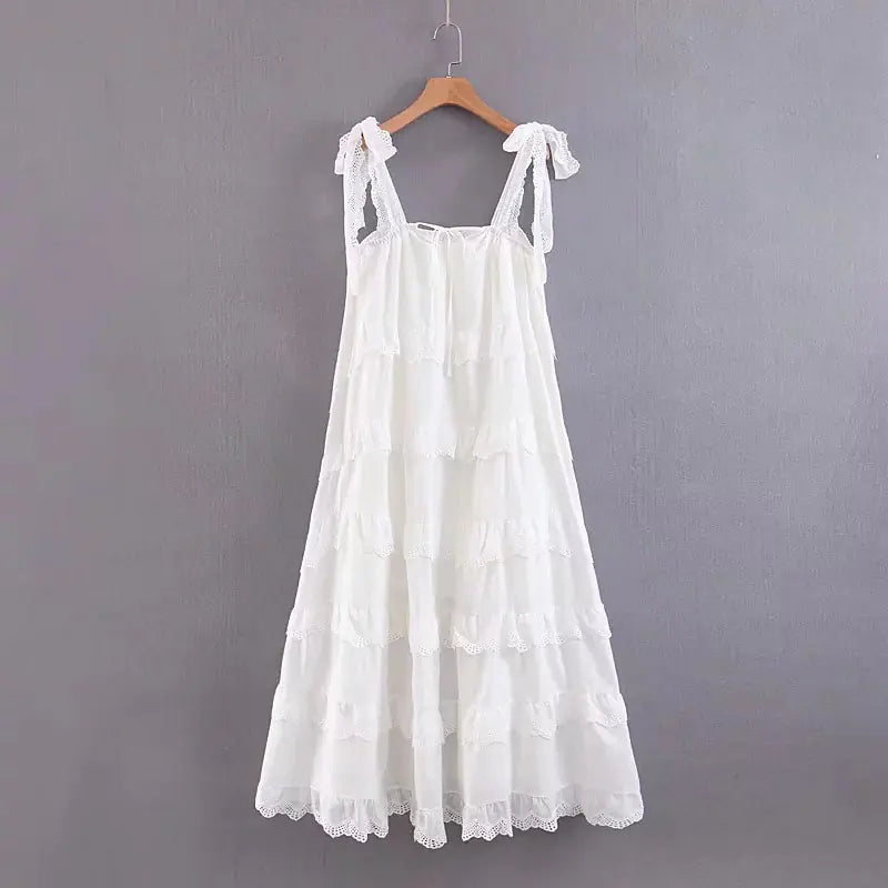 Loose Maxi Dress with Ruffle Detail for Vacation