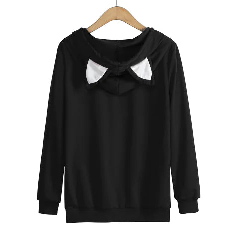 Printed Cat Hoodie - Loose Fit Sweatshirt