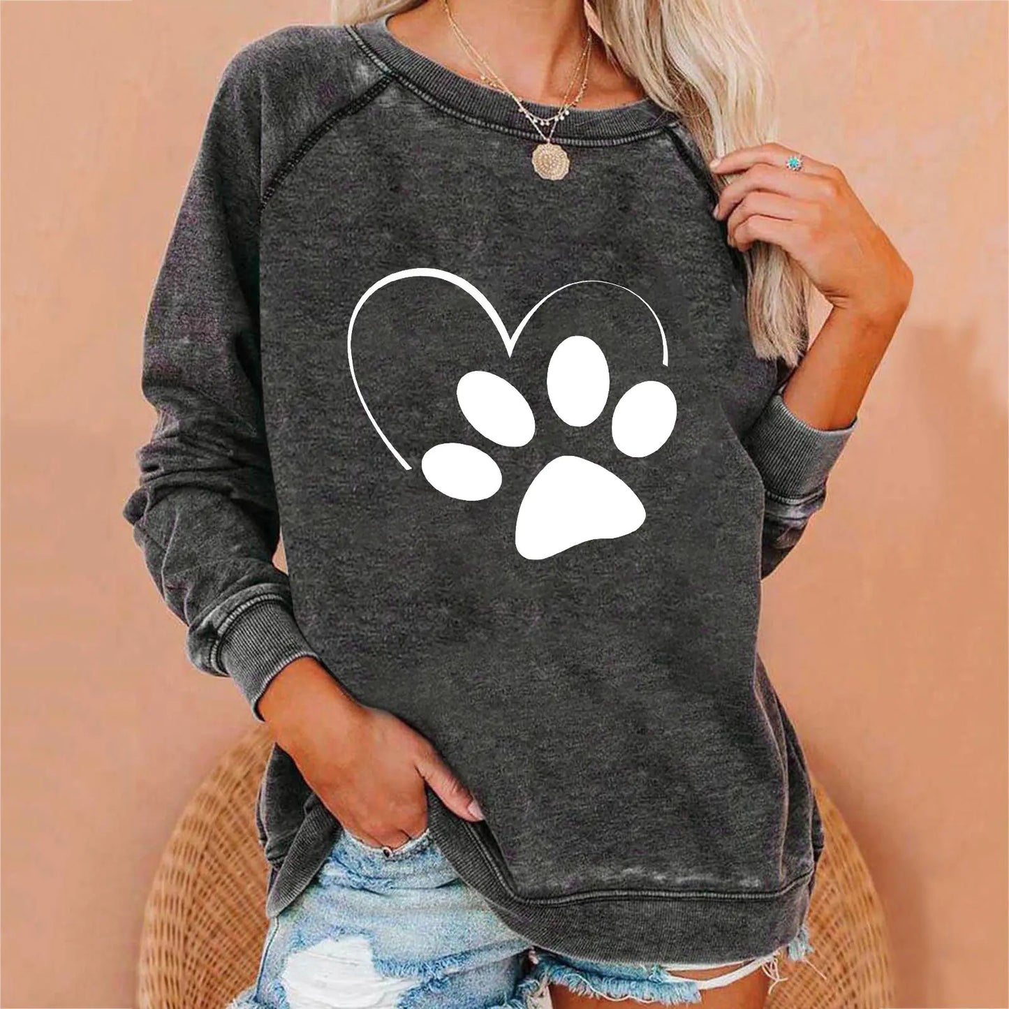 Ladies' Love-Print Spring Sweatshirt