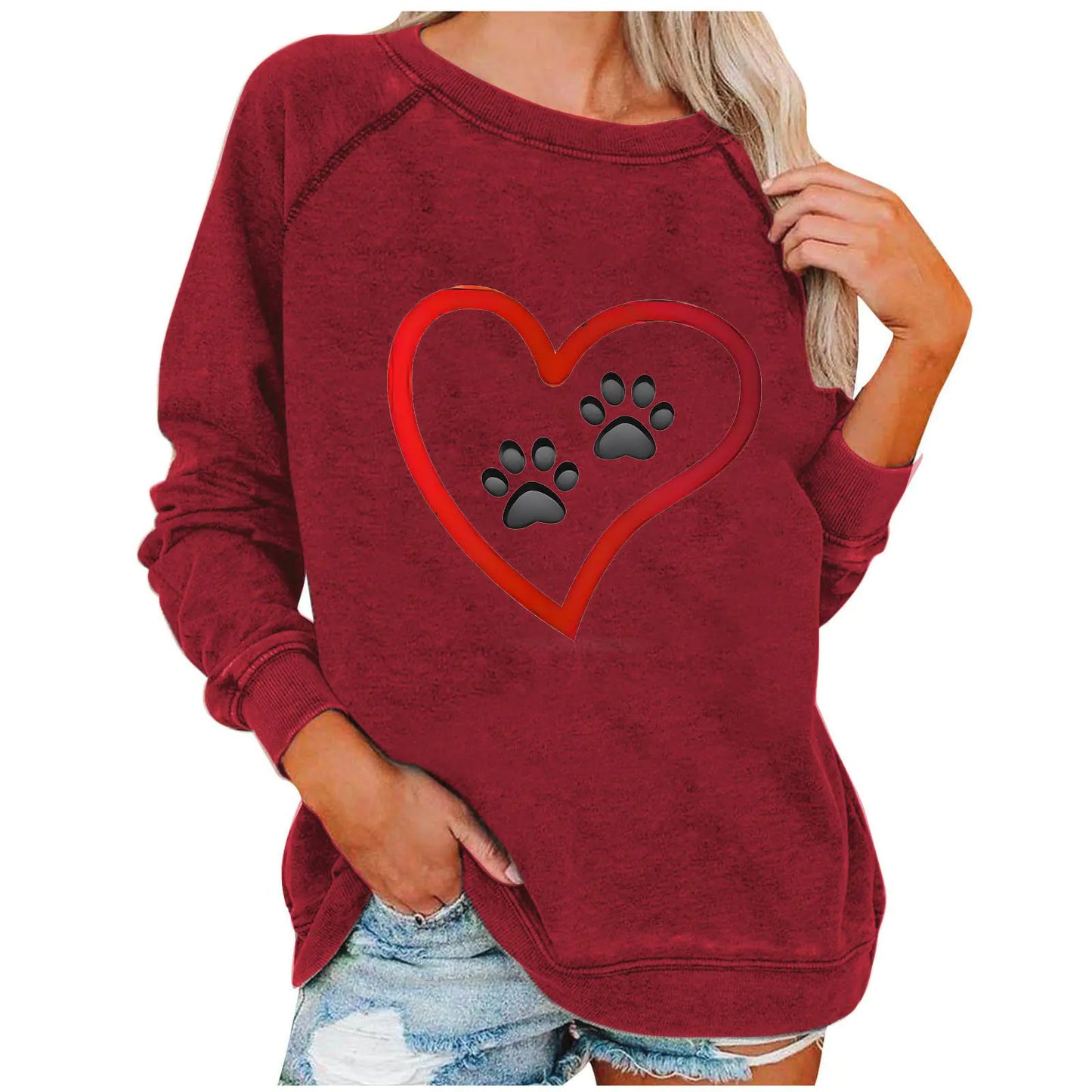 Ladies' Love-Print Spring Sweatshirt