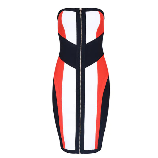Strapless Evening Dress with Bandage Design