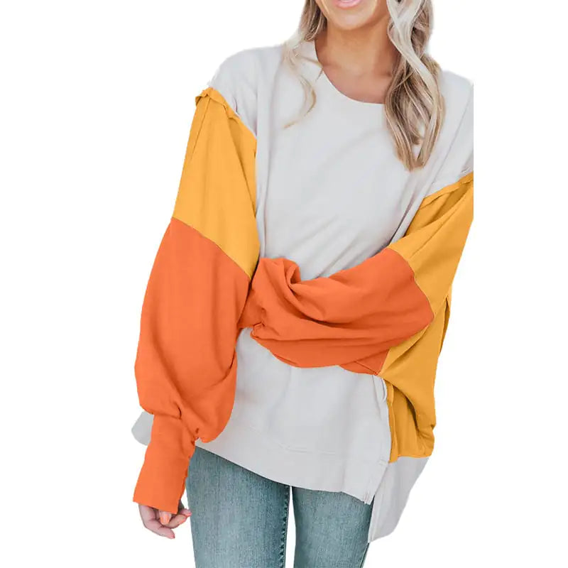 Casual Long Sleeve Round Neck Pullover Sweatshirt for Women