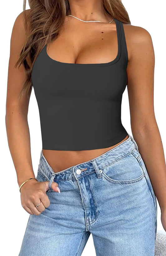 Chic Square Neck Crop Tank