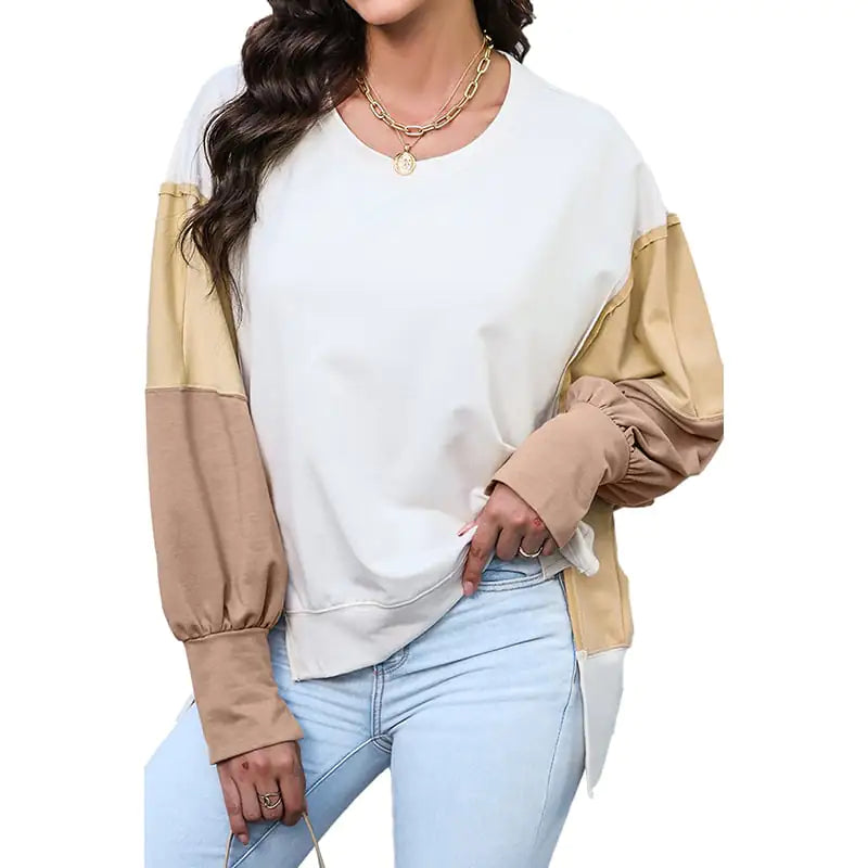 Casual Long Sleeve Round Neck Pullover Sweatshirt for Women