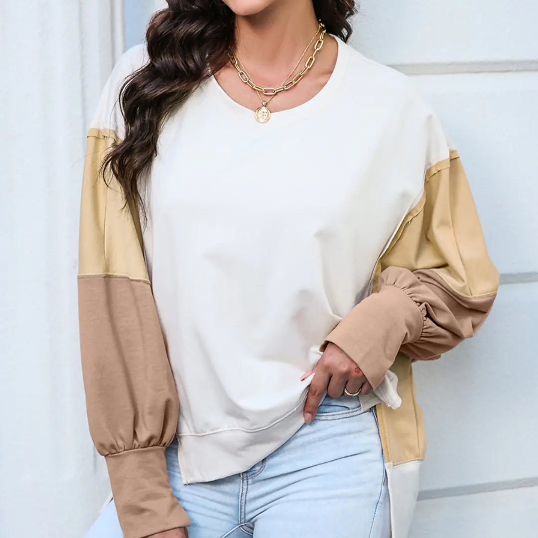 Casual Long Sleeve Round Neck Pullover Sweatshirt for Women
