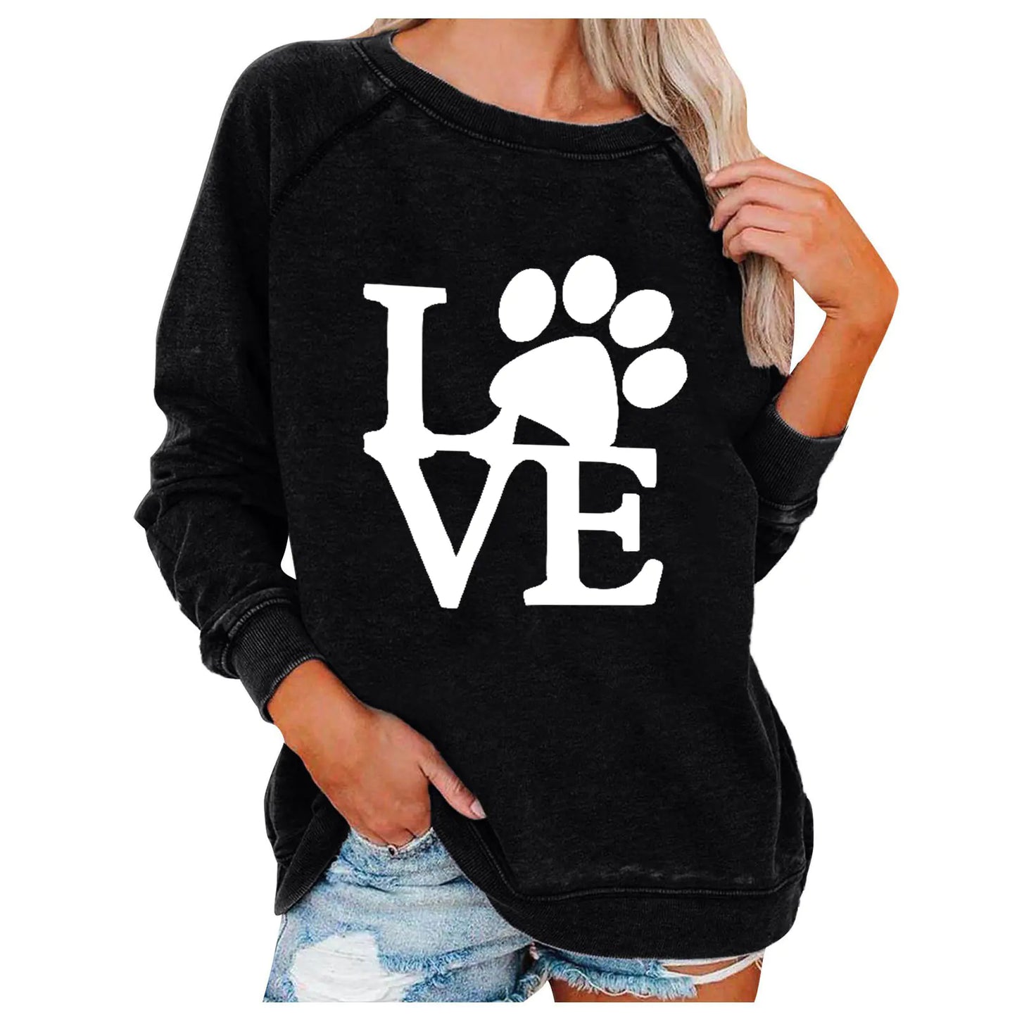 Ladies' Love-Print Spring Sweatshirt