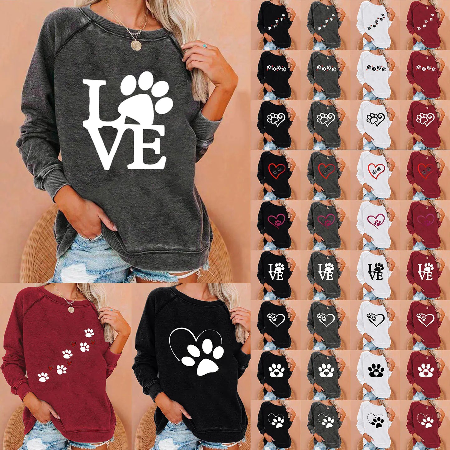 Ladies' Love-Print Spring Sweatshirt