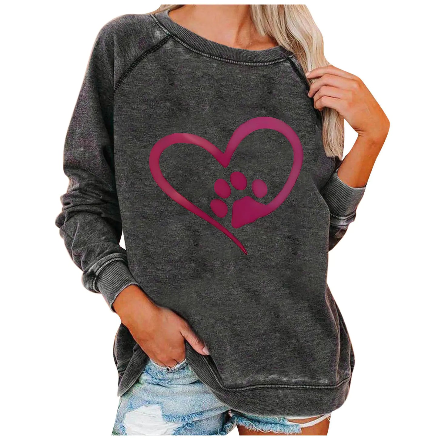 Ladies' Love-Print Spring Sweatshirt