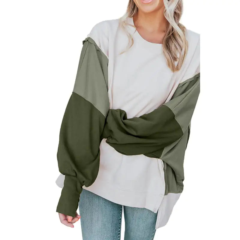 Casual Long Sleeve Round Neck Pullover Sweatshirt for Women