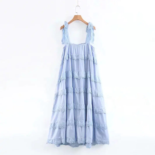 Loose Maxi Dress with Ruffle Detail for Vacation