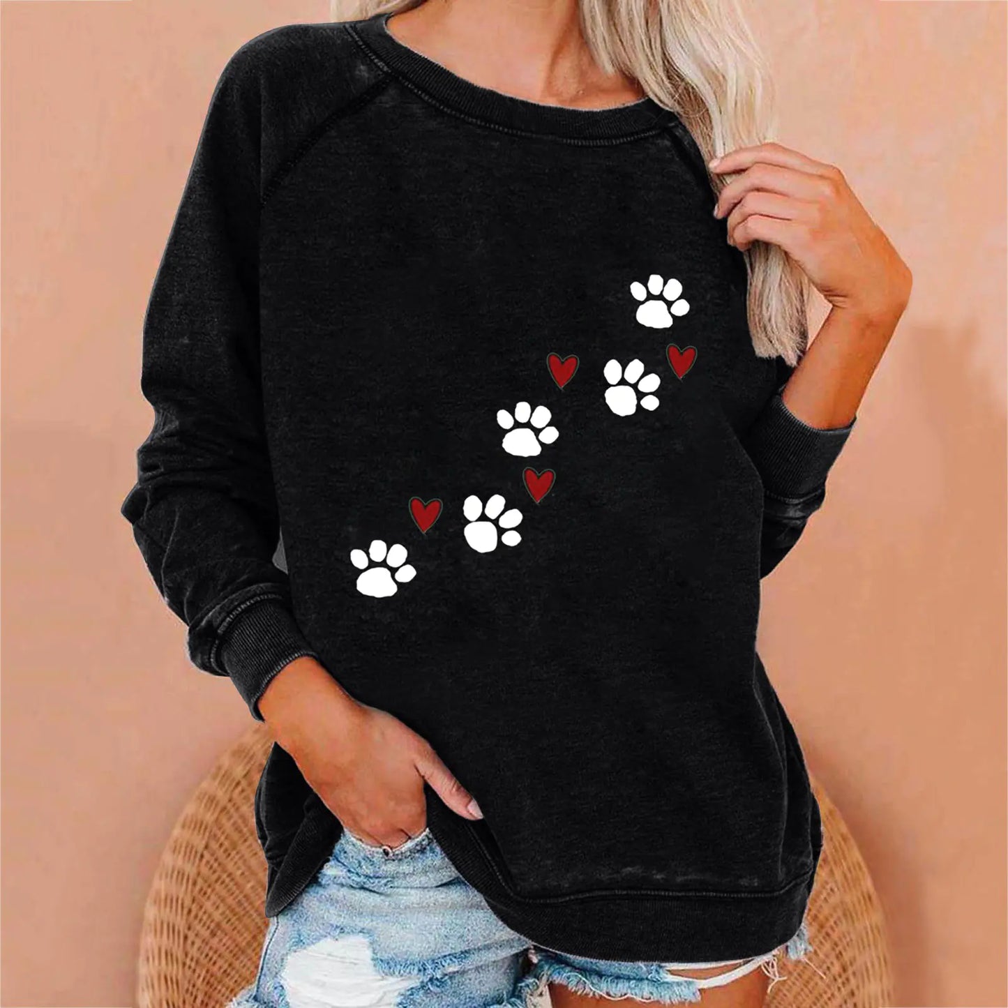 Ladies' Love-Print Spring Sweatshirt