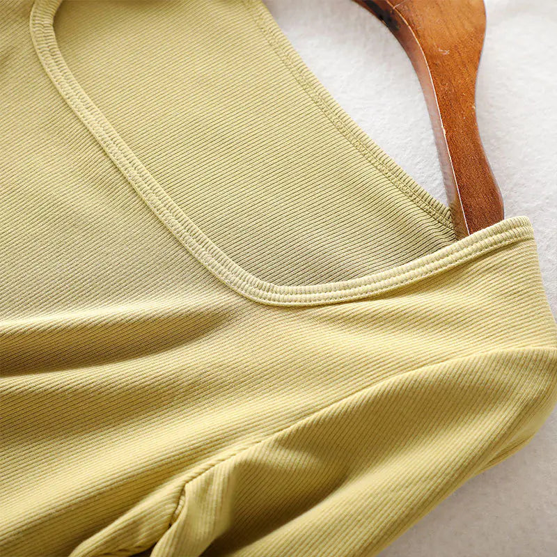 Vintage Square Neck Long Sleeve Crop Top for Women